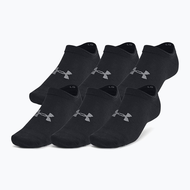 Under Armour Essential No Show 6 Pack κάλτσες προπόνησης μαύρες/μαύρες/καστλέροκ