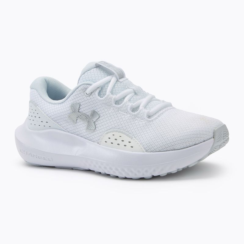 Under Armour Charged Surge 4 γυναικεία παπούτσια για τρέξιμο λευκό/απομακρυσμένο γκρι/μεταλλικό ασήμι