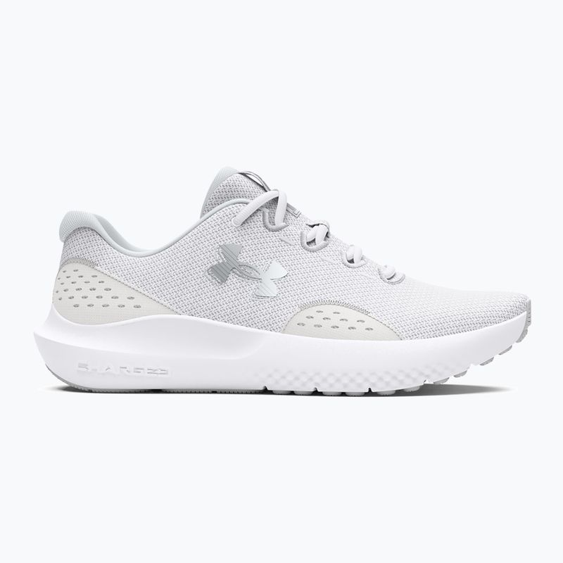 Under Armour Charged Surge 4 γυναικεία παπούτσια για τρέξιμο λευκό/απομακρυσμένο γκρι/μεταλλικό ασήμι 8