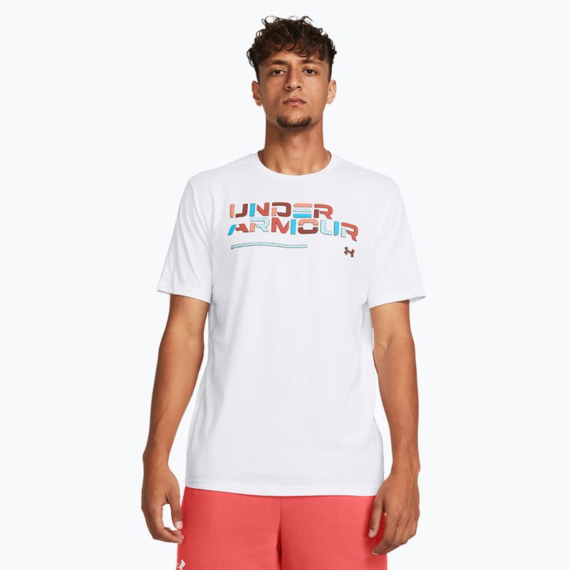 Ανδρικό μπλουζάκι Under Armour Colorblock Wordmark λευκό/μαύρο