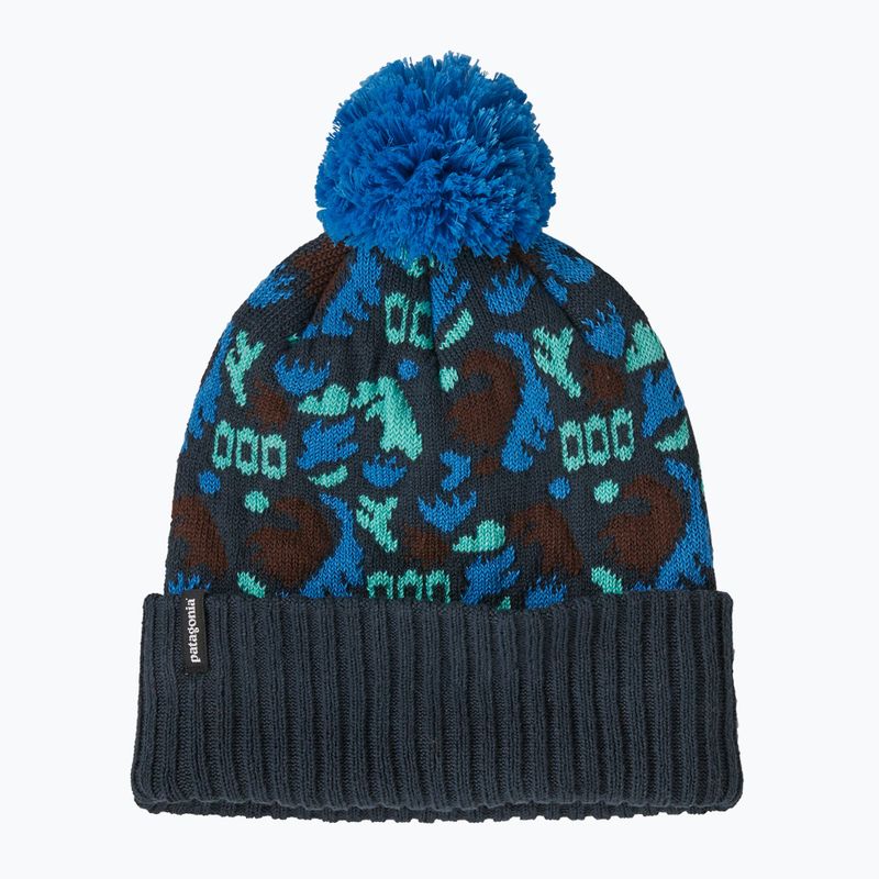 Patagonia Powder Town winter cap across oceans/smolder blue