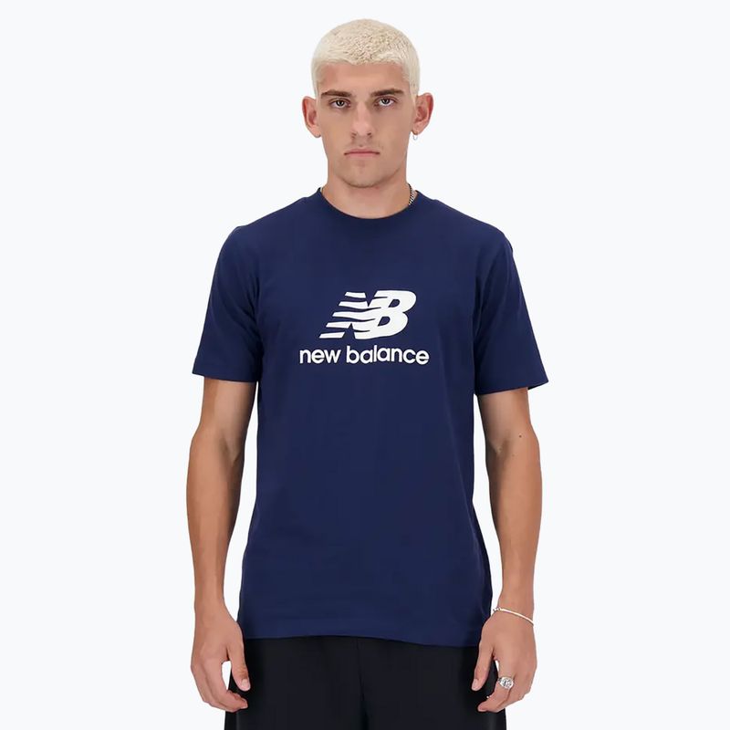 Ανδρικό μπλουζάκι New Balance Stacked Logo navy