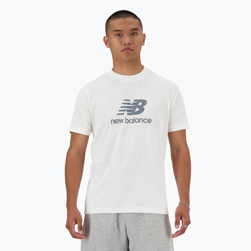 Ανδρικό T-shirt New Balance Stacked Logo λευκό