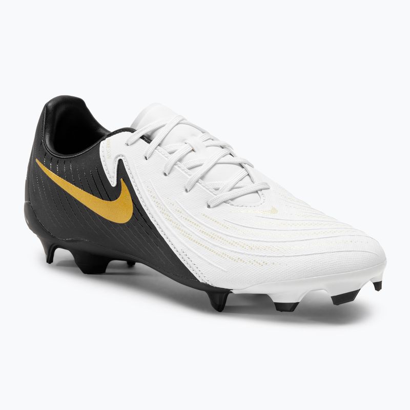 Nike Phantom GX II Academy FG/MG μπότες ποδοσφαίρου λευκό / μεταλλικό χρυσό νόμισμα / μαύρο