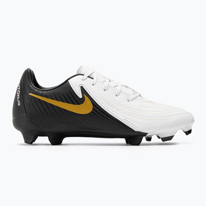 Nike Phantom GX II Academy FG/MG μπότες ποδοσφαίρου λευκό / μεταλλικό χρυσό νόμισμα / μαύρο 2