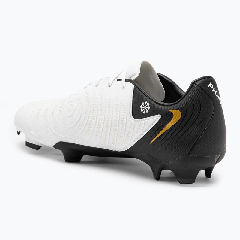 Nike Phantom GX II Academy FG/MG μπότες ποδοσφαίρου λευκό / μεταλλικό χρυσό νόμισμα / μαύρο 3