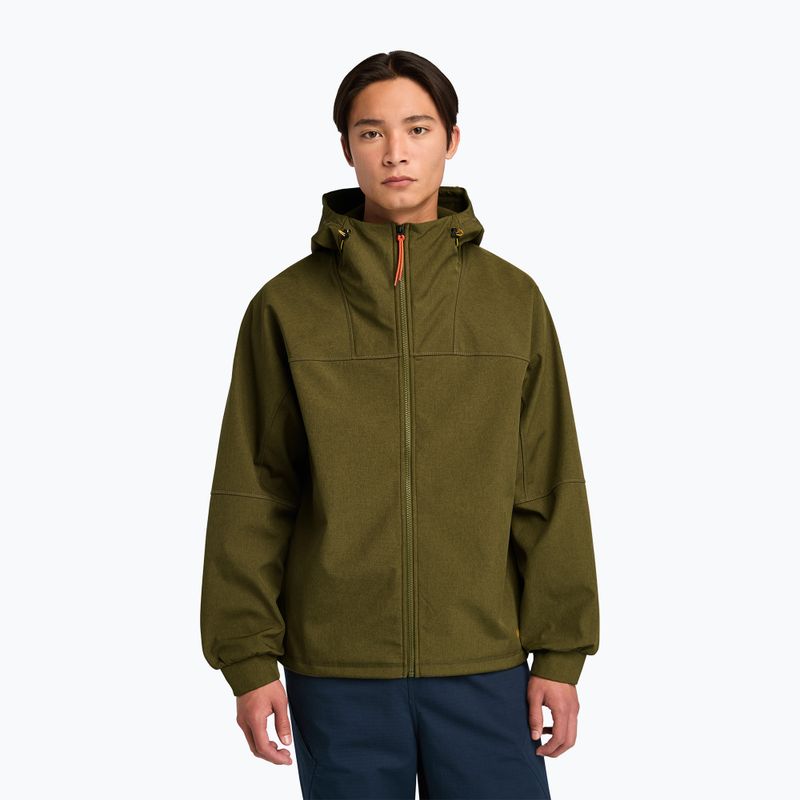 Ανδρικό μπουφάν Timberland Softshell με κουκούλα σκούρο λαδί