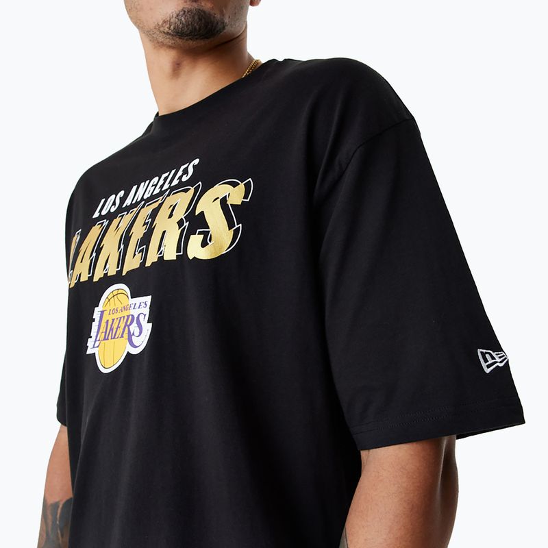 Ανδρικό New Era Team Script OS Tee Los Angeles Lakers μαύρο 5