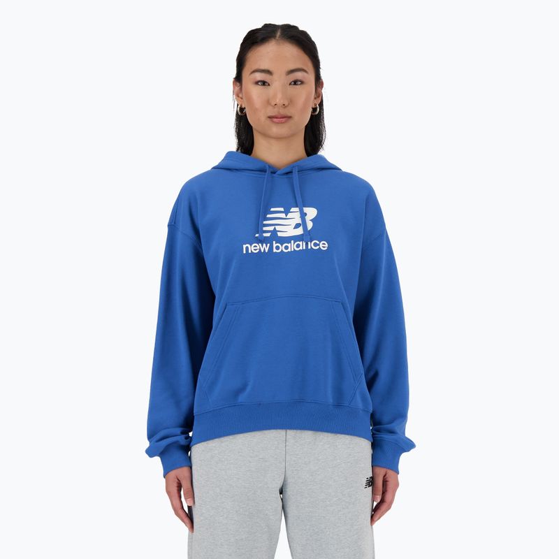 Γυναικεία New Balance French Terry Stacked Logo Hoodie blueagat