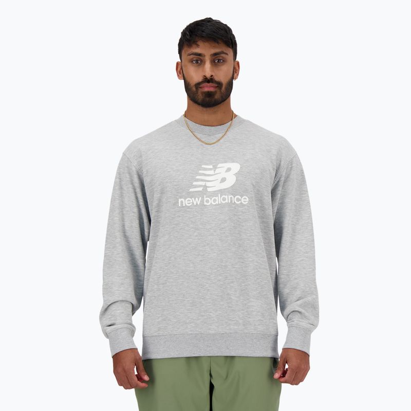 Ανδρικό New Balance Stacked Logo French Terry Crew αθλητικό γκρι φούτερ