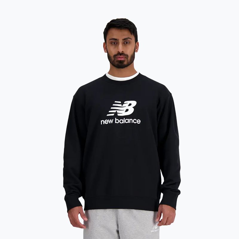 Ανδρικό φούτερ New Balance Stacked Logo French Terry Crew μαύρο