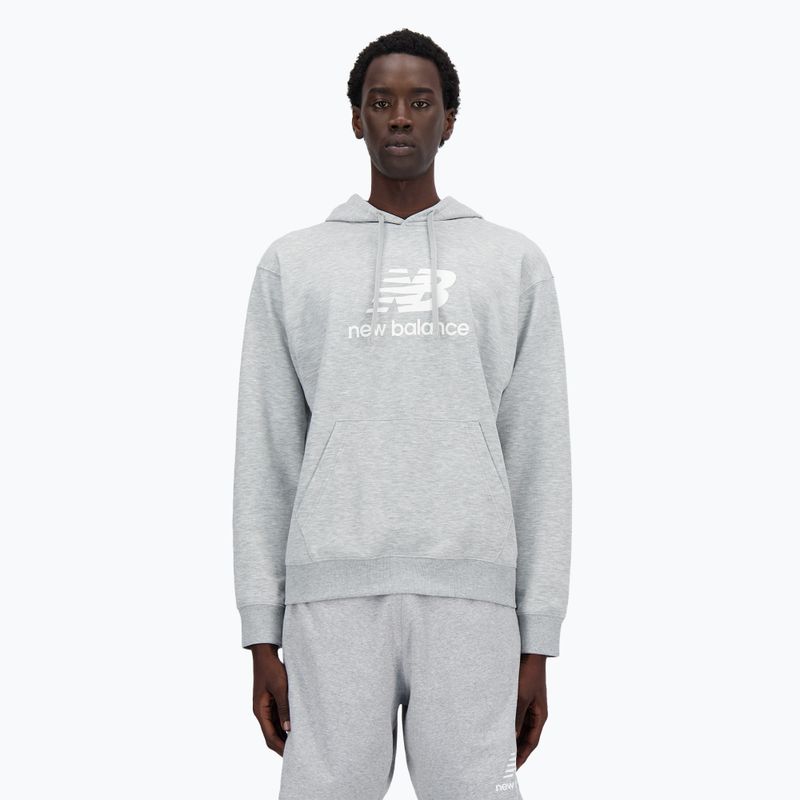 Ανδρικό New Balance Stacked Logo French Terry Hoodie αθλητικό γκρι