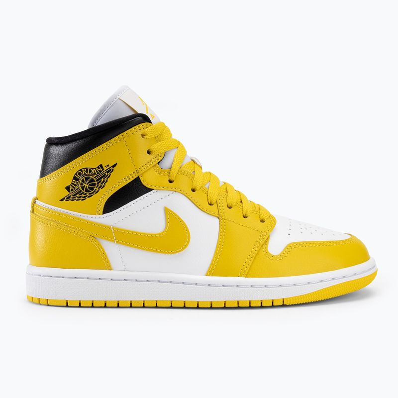 Nike Air Jordan 1 Mid γυναικεία παπούτσια λευκό/μαύρο/ζωντανό θειάφι 2