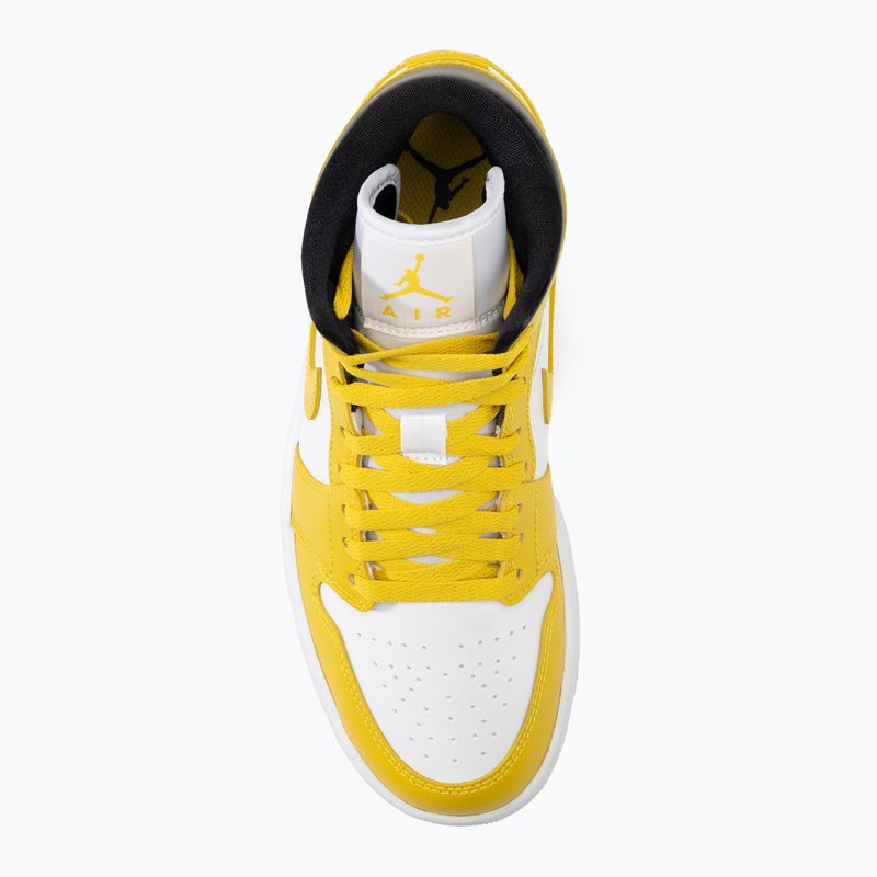 Nike Air Jordan 1 Mid γυναικεία παπούτσια λευκό/μαύρο/ζωντανό θειάφι 5