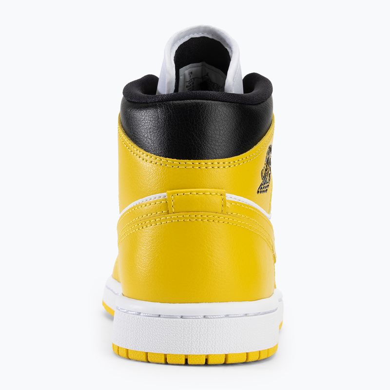 Nike Air Jordan 1 Mid γυναικεία παπούτσια λευκό/μαύρο/ζωντανό θειάφι 6