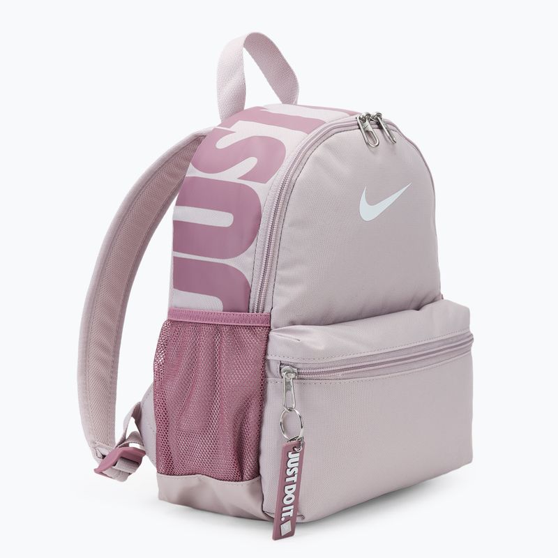 Nike Brasilia Just Do It Mini 11 l παιδικό αστικό σακίδιο πλάτης πλατινέ βιολετί/ δαμασκηνί/ λευκό 2