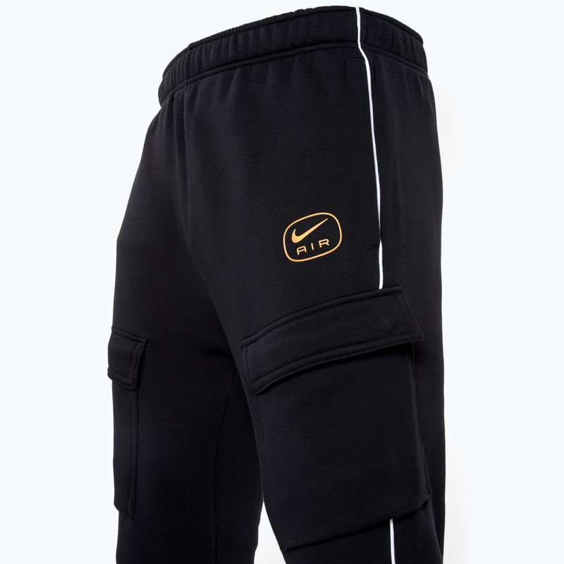 Ανδρικό παντελόνι Nike Air Fleece Cargo μαύρο/μεταλλικό χρυσό 3