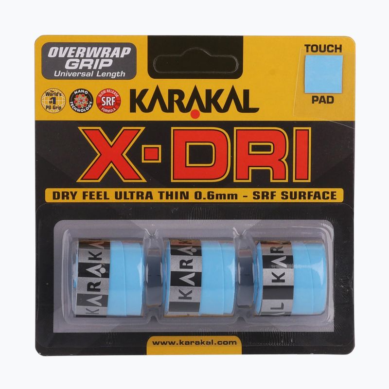 Περιτύλιγμα ρακέτας σκουός Karakal X-Dri Grip 3 τεμ.  blue