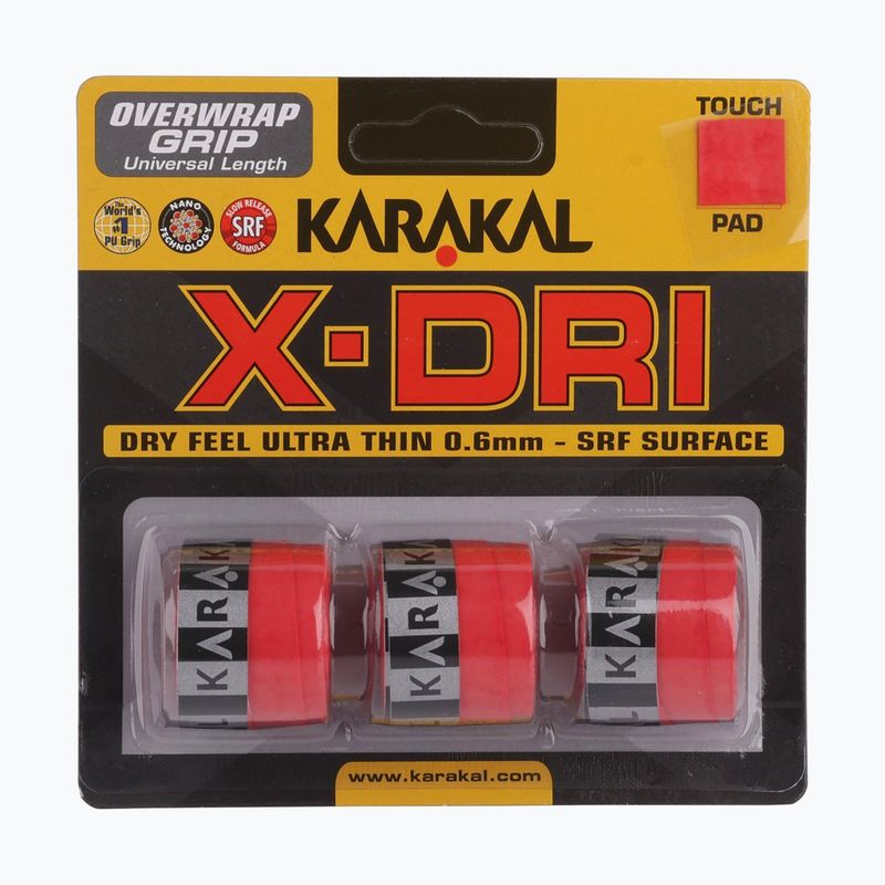 Περιτύλιγμα ρακέτας σκουός Karakal X-Dri Grip 3 τεμ.  red