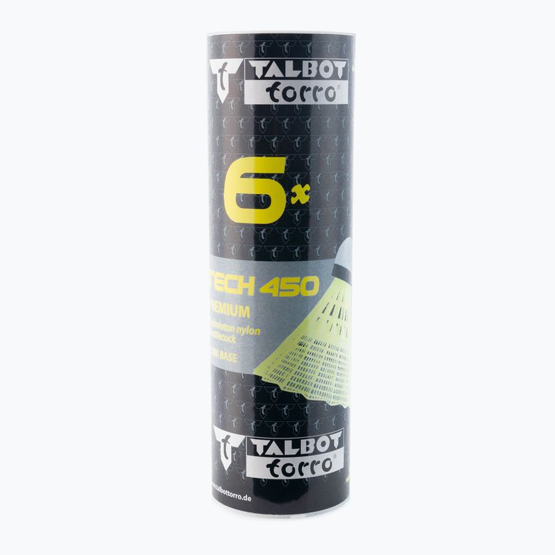 Talbot-Torro Tech 450 shuttlecocks badminton, Premium Nylon 6 τεμ. κίτρινο 469083