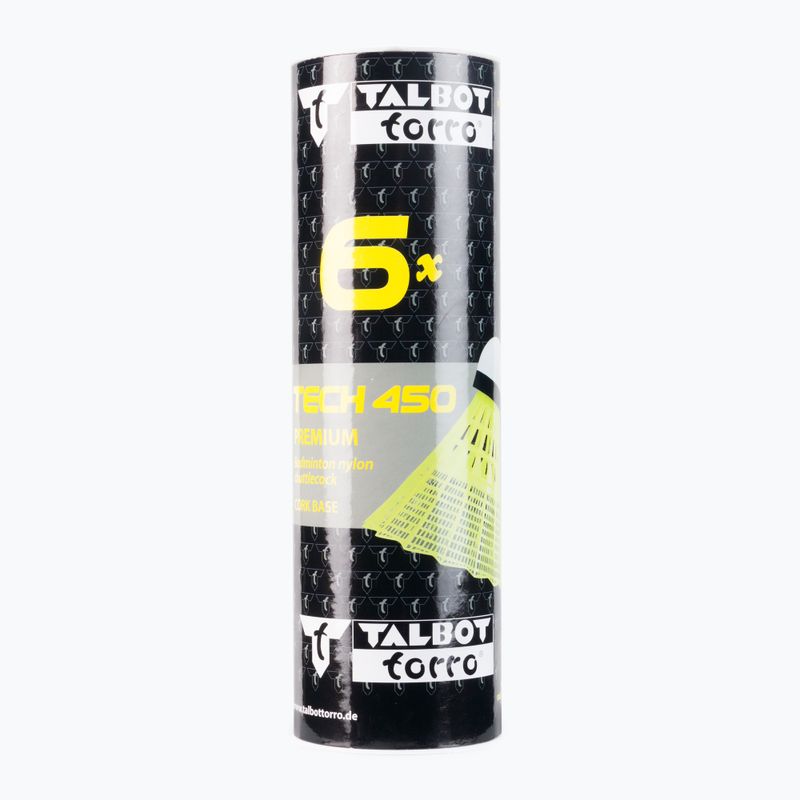 Talbot-Torro Tech 450 shuttlecocks badminton, Premium Nylon 6 τεμ. κίτρινο 469183