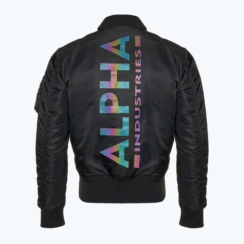 Alpha Industries ανδρικό μπουφάν MA-1 ZH Back Print μαύρο / ουράνιο τόξο αντανακλαστικό 3