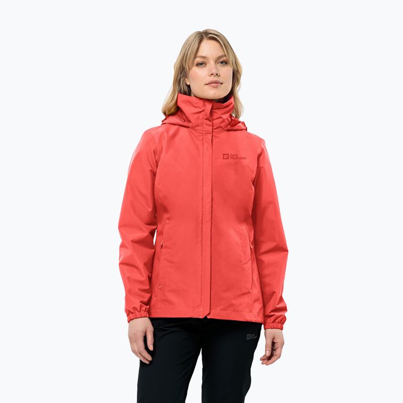 Jack Wolfskin Stormy Point 2L γυναικείο μπουφάν βροχής ζωντανό κόκκινο