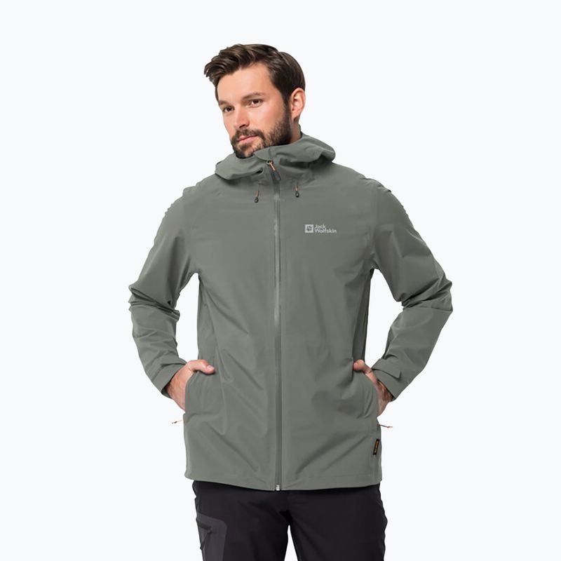 Jack Wolfskin ανδρικό μπουφάν βροχής Highest Peak πράσινο 1115131_4143_005