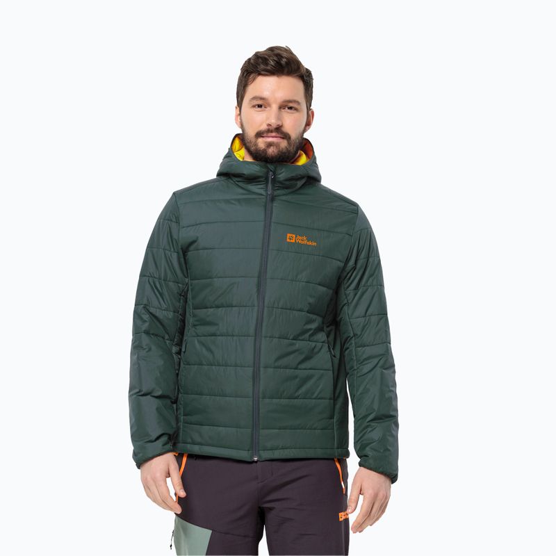 Jack Wolfskin ανδρικό πουπουλένιο μπουφάν Lapawa Ins Hoody μαύρη ελιά