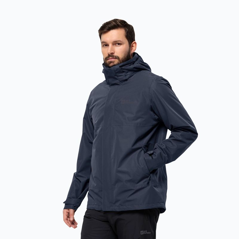 Jack Wolfskin ανδρικό μπουφάν βροχής Feldberg Luntal 3in1 νυχτερινό μπλε 2