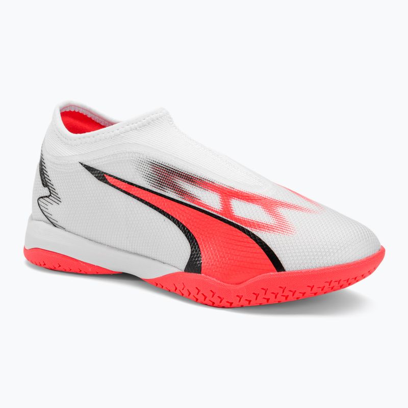 PUMA Ultra Match LL IT + Mid Jr παιδικά ποδοσφαιρικά παπούτσια puma white/puma black/fire orchid