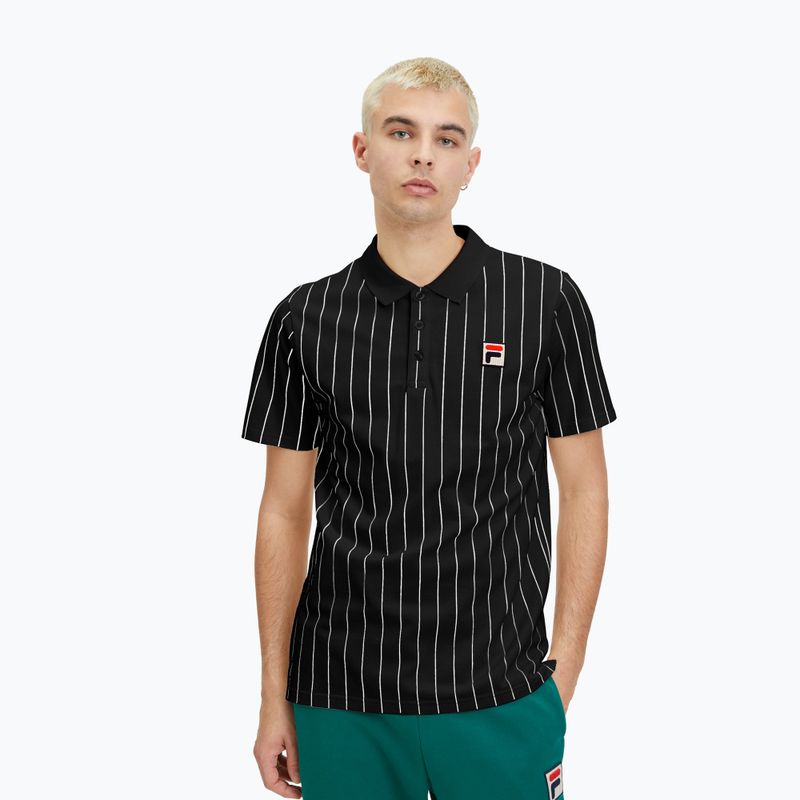 Ανδρικό μπλουζάκι πόλο FILA Luckenwalde black/bright white striped