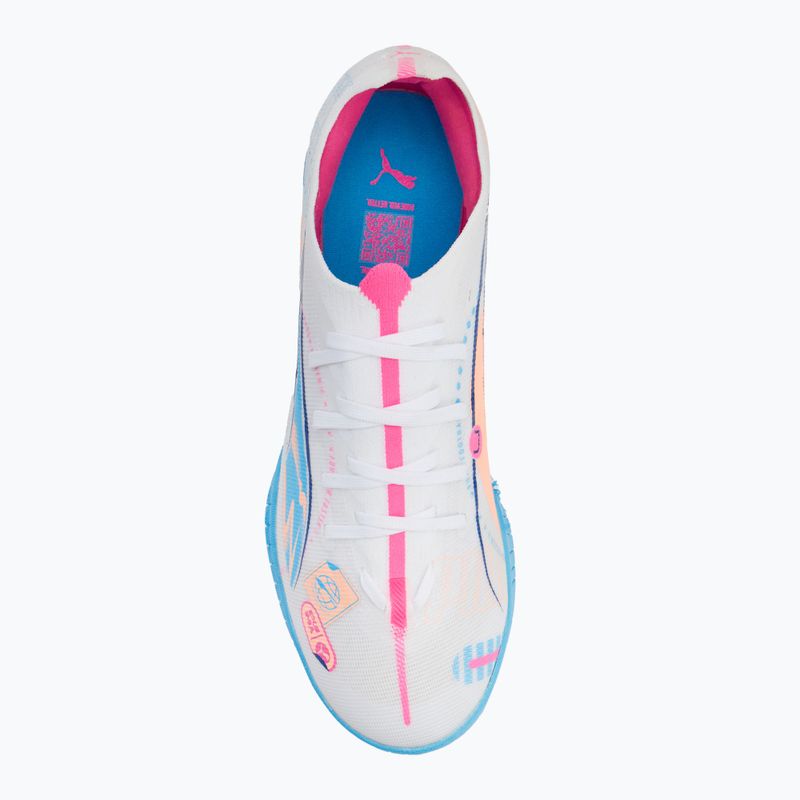 Παπούτσια ποδοσφαίρου PUMA Ultra 5 Match Vol. Up TT puma white/luminous blue/poison pink/fizzy melon 5