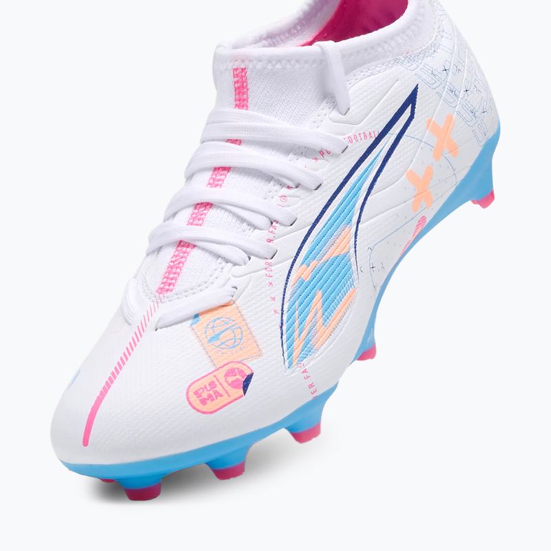 Παιδικά παπούτσια ποδοσφαίρου PUMA Ultra 5 Match Vol. Up FG/AG Jr puma white/luminous blue 5