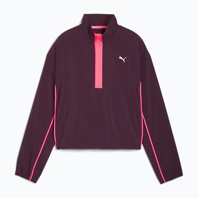 Γυναικείο μπουφάν τρεξίματος PUMA Run For Her Fashion Woven 1/2 ZIP midnight plum/ sunset glow