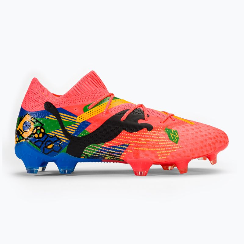 PUMA Future 7 Ultimate Neymar Jr FG/AG μπότες ποδοσφαίρου sunset glow/μαύρο/sun stream/puma green/blue 2