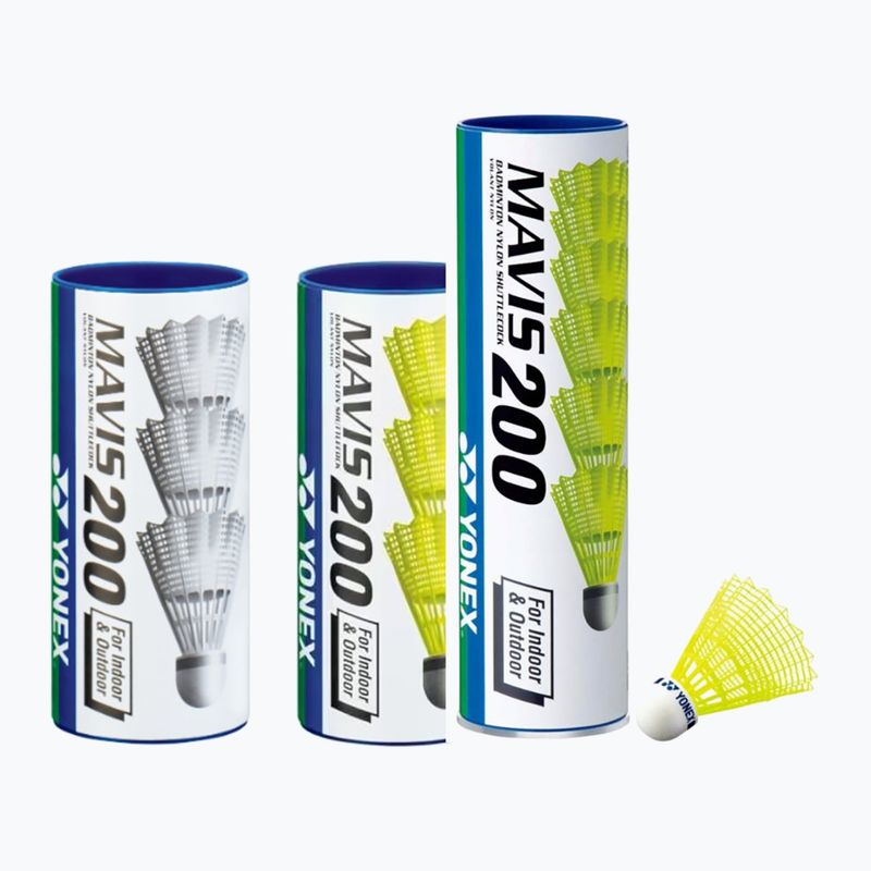 YONEX Mavis 200 σαΐτες μπάντμιντον 3 τεμ. κίτρινο