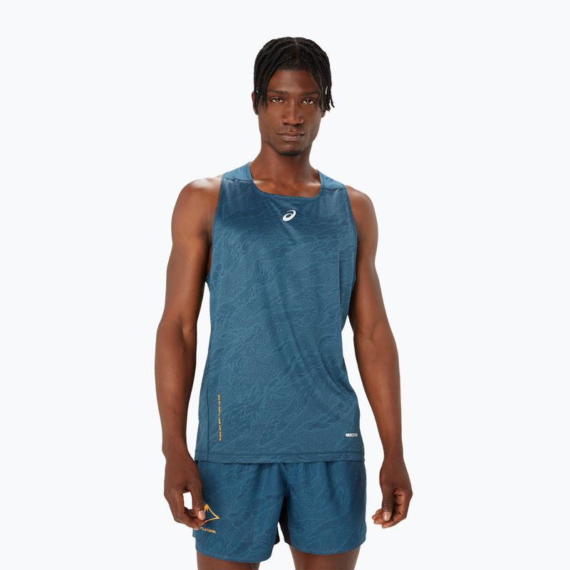 Ανδρικό ASICS Fujitrail Singlet μαγνητικό μπλε running tank top