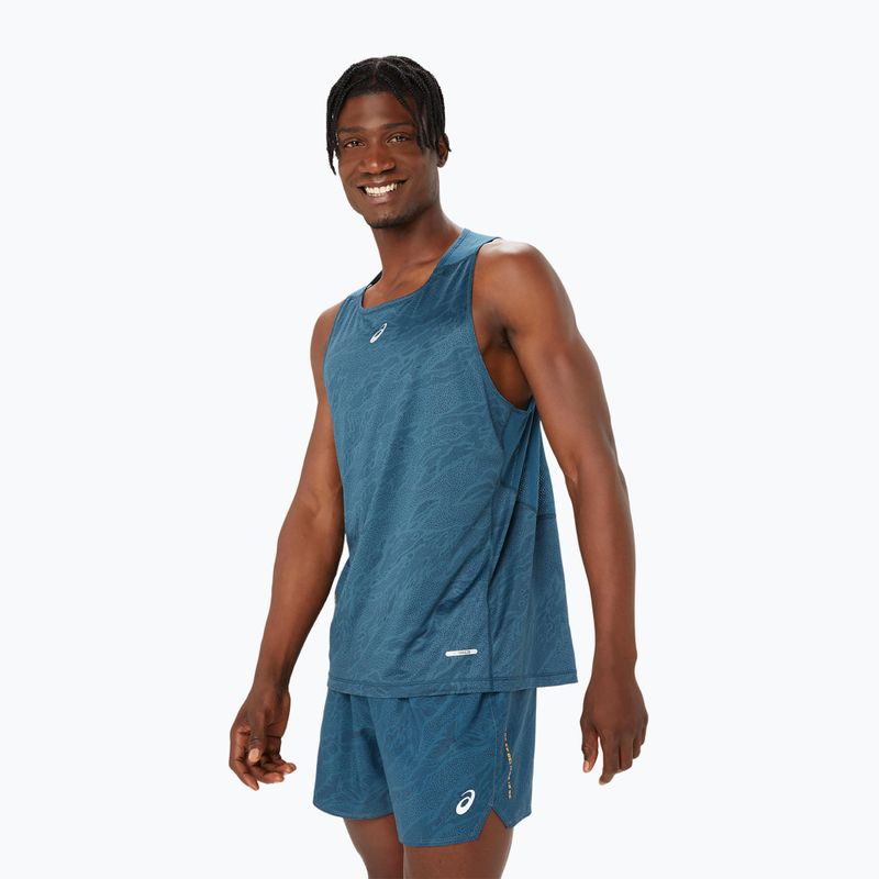 Ανδρικό ASICS Fujitrail Singlet μαγνητικό μπλε running tank top 4