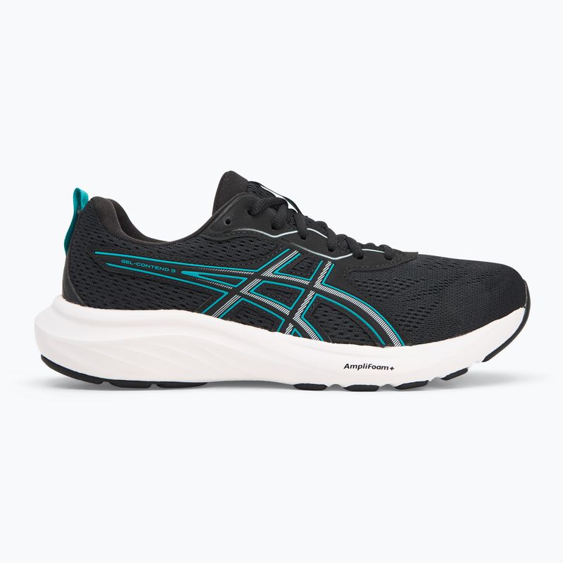 ASICS Gel-Contend 9 ανδρικά αθλητικά παπούτσια για τρέξιμο μαύρο/κύμα πετρόλ 2