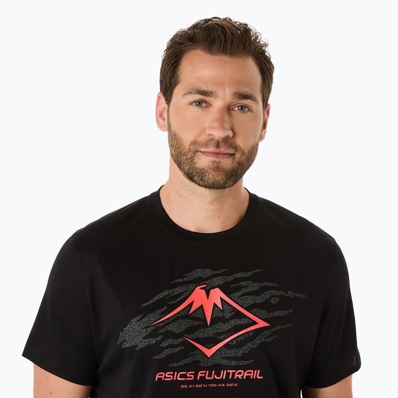 ASICS ανδρική φανέλα Fujitrail Logo performance μαύρο/ανθρακί/κοραλί reef running shirt 4