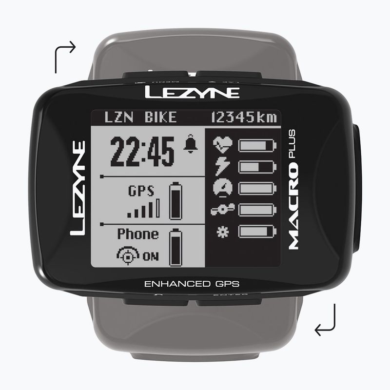 Lezyne MACRO PLUS GPS HRSC Φορτωμένο σετ μαύρο LZN-1-GPS-MACRO-V304-HS μετρητής κύκλου με αισθητήρα ρυθμού κίνησης