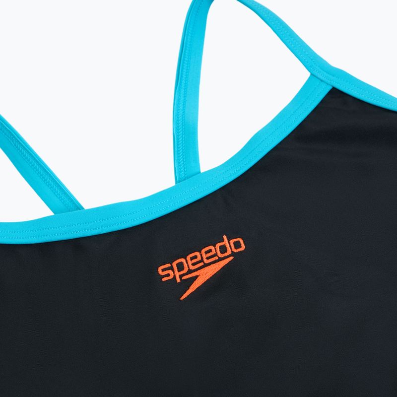 Speedo γυναικείο ολόσωμο μαγιό Dive Thinstrap Muscleback μαύρο / ηφαιστειακό πορτοκαλί 3