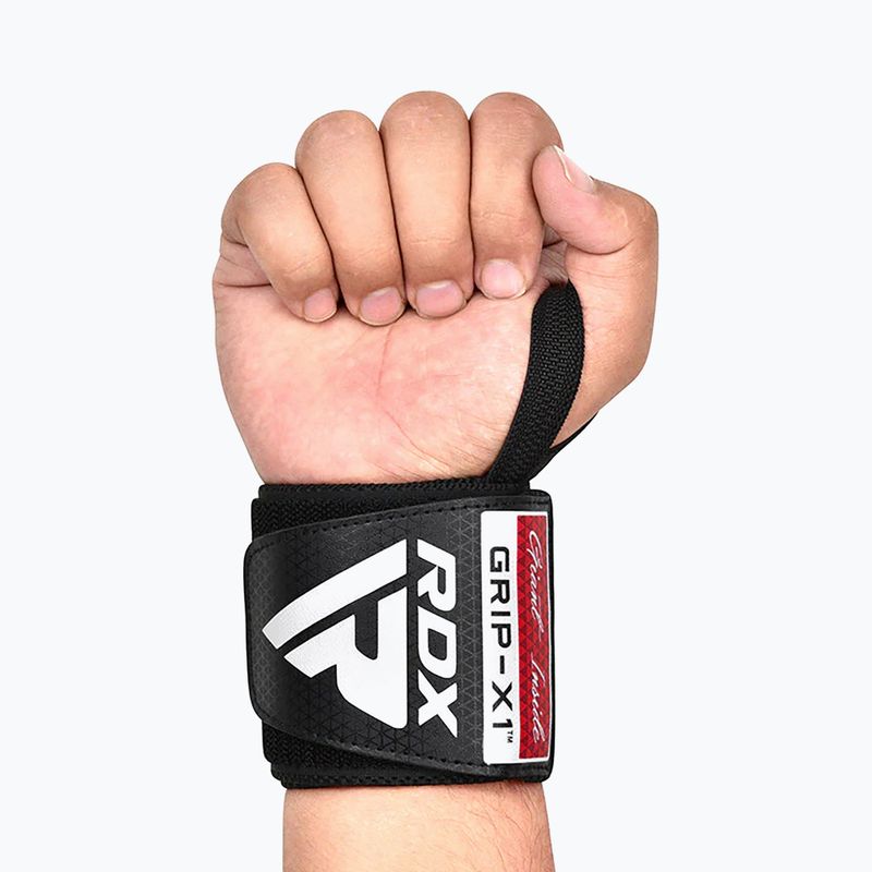 Στήριγμα καρπού RDX WR11 Gym Wrap Wrist Wrap μαύρο/κόκκινο 3