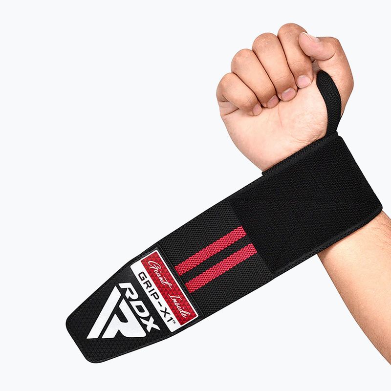 Στήριγμα καρπού RDX WR11 Gym Wrap Wrist Wrap μαύρο/κόκκινο 4