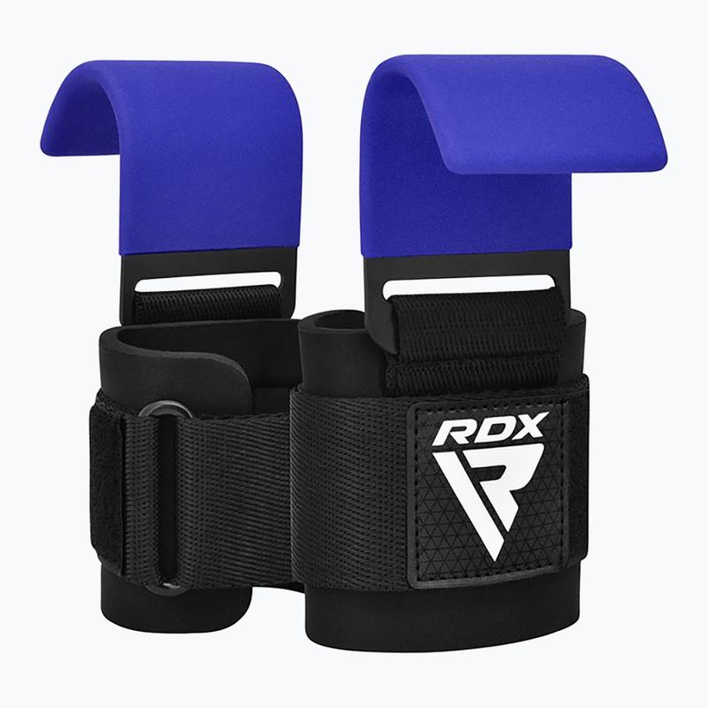 Ιμάντες άρσης βαρών με γάντζο RDX W5 Weight Lifting Hook Strap blue