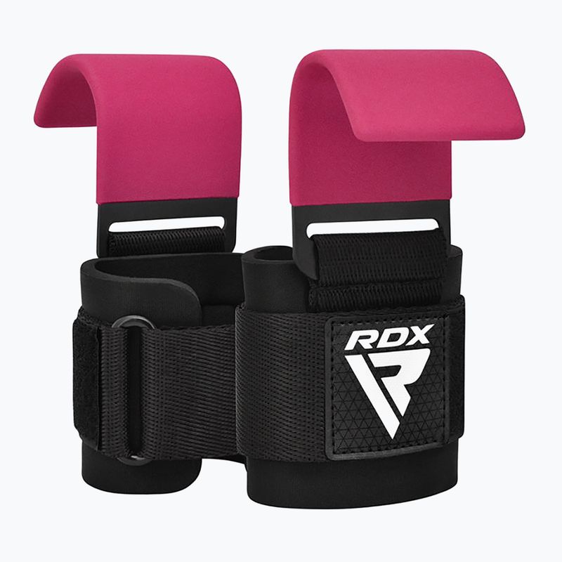 Ιμάντες άρσης βαρών με γάντζο RDX W5 Weight Lifting Hook Strap pink