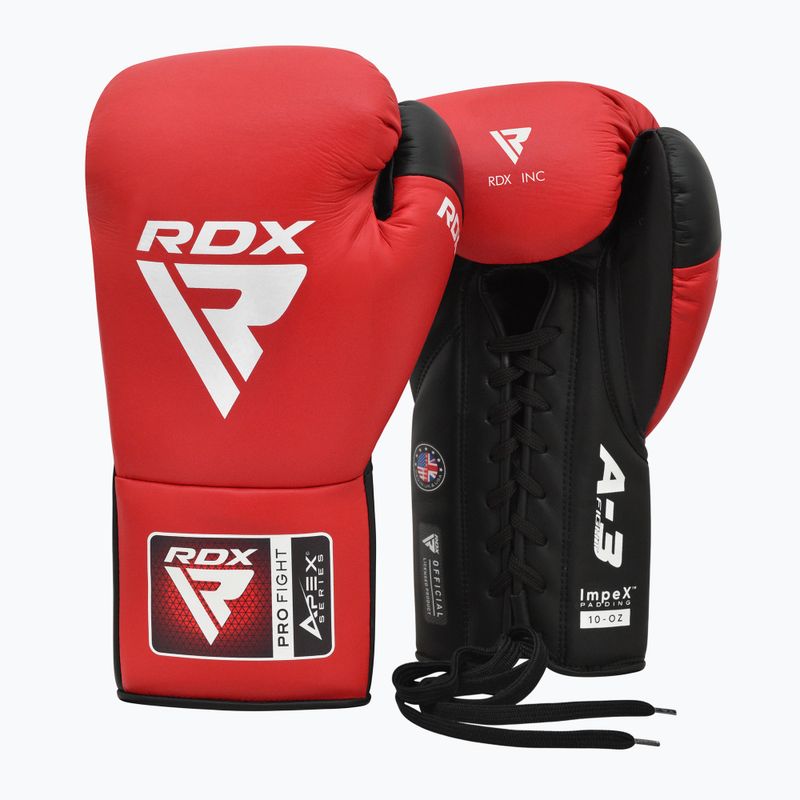 Γάντια του μποξ RDX Pro Fight Apex Competition Lace Up Boxing red