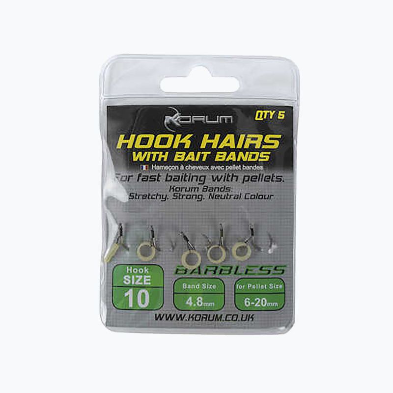 Ηγέτες Korum methode Hook Hairs With Bait Bands transparent KHHBB/10