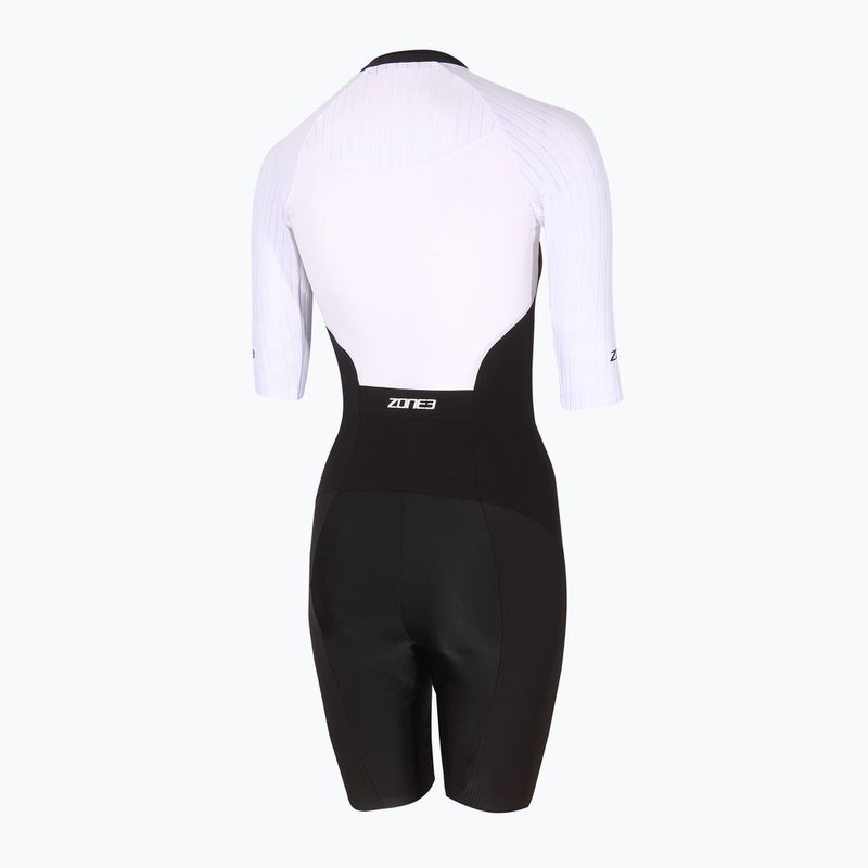 Γυναικεία στολή τριάθλου ZONE3 Lava Long Distance Full Zip SS Aero Suit μαύρο/λευκό/πράσινο 2